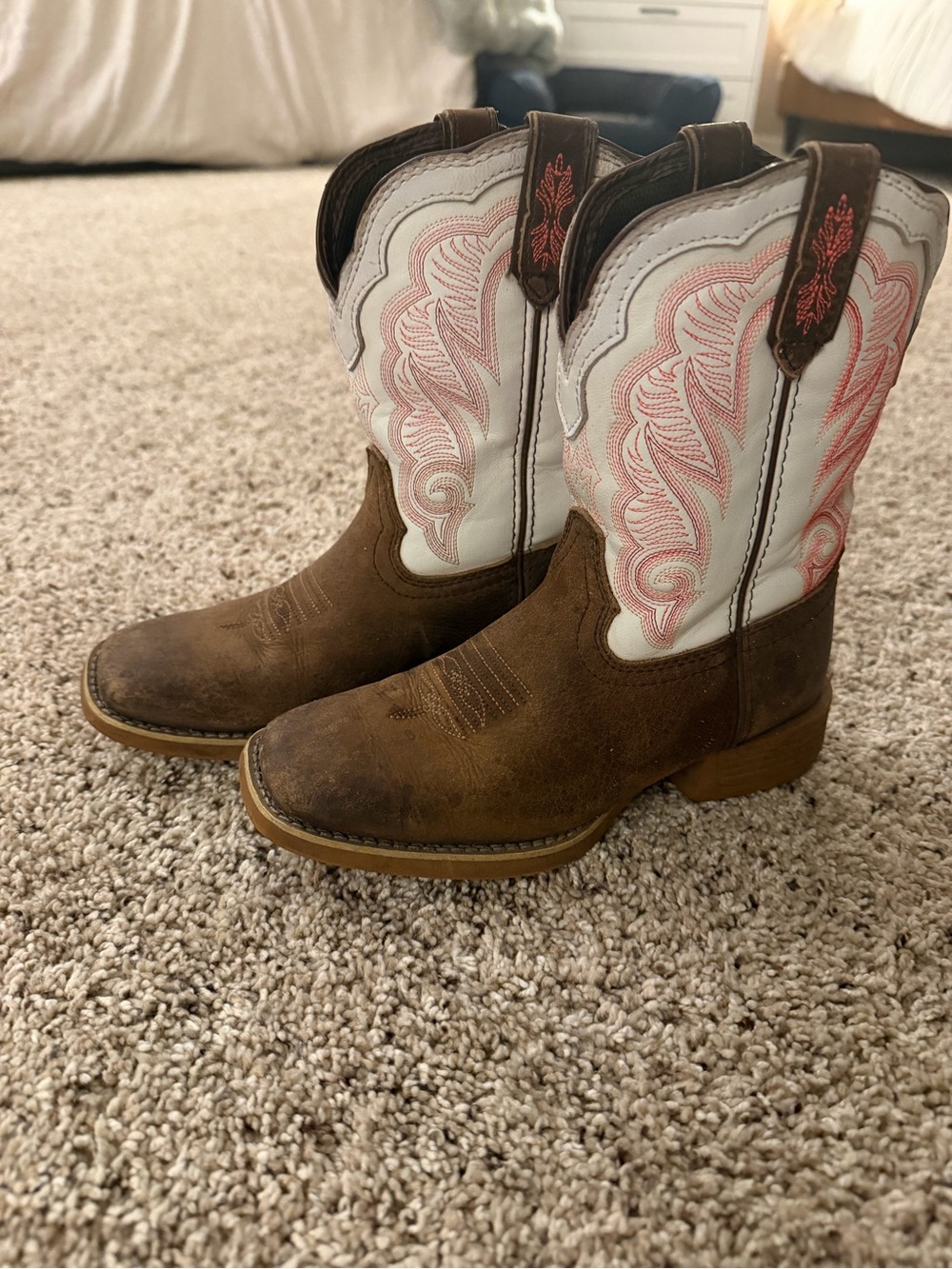 🤠🌸 Durango Kids Western Cowboy Boots | Brown & Pink | Size 2M 🌸🤠